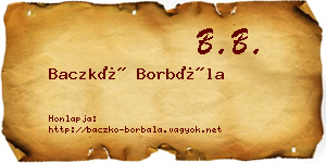 Baczkó Borbála névjegykártya